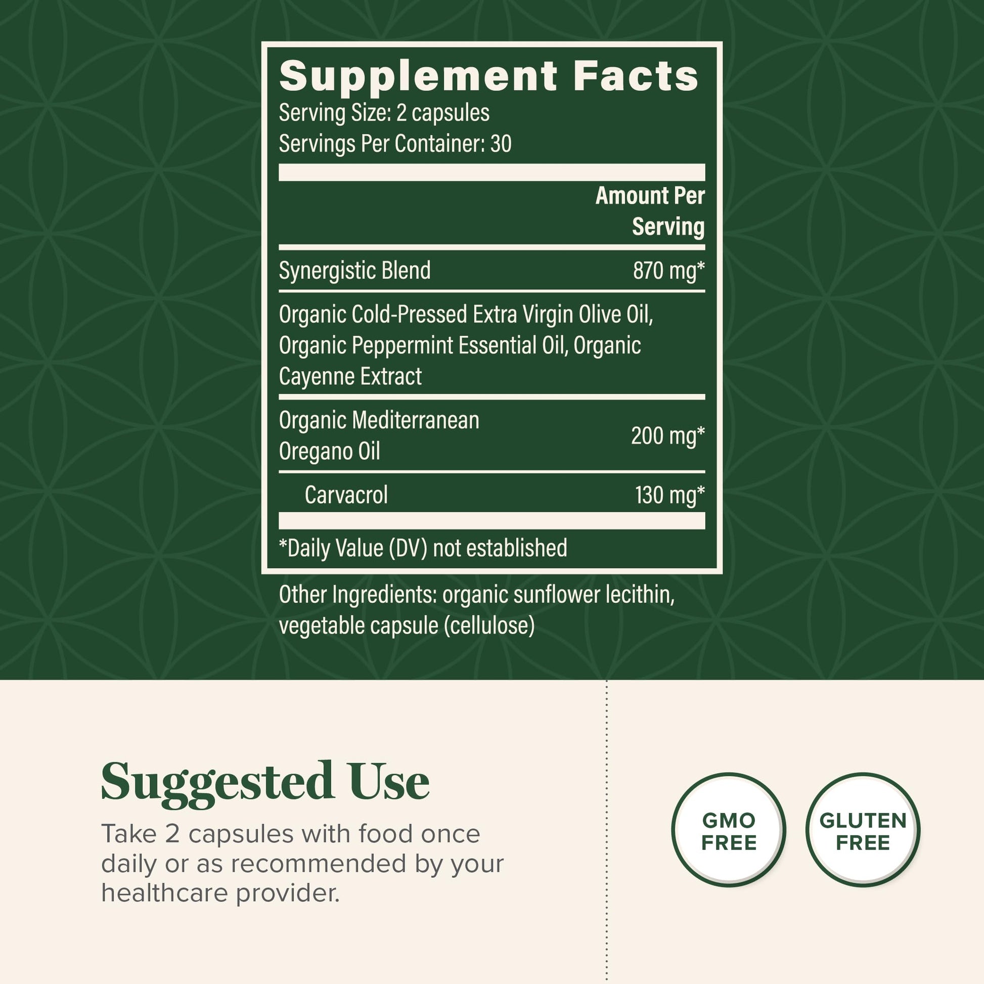Global Healing Center Oregano Oil 60 vegan liquid capsules package detail