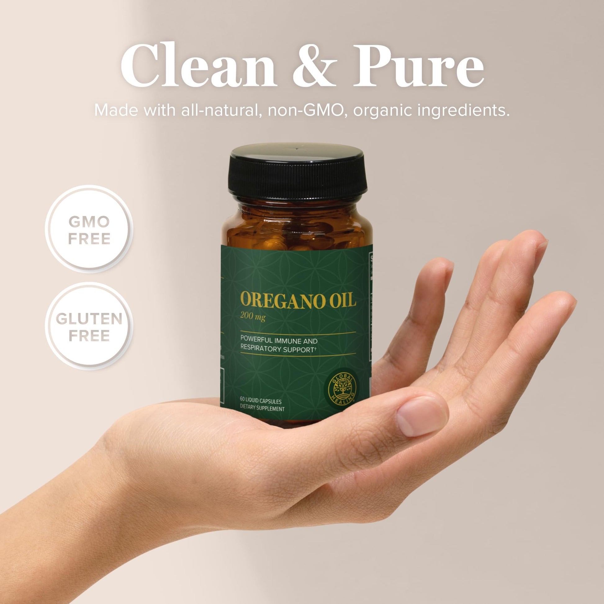 Organic Mediterranean oil of oregano supplement bottle for respiratory and gut wellness