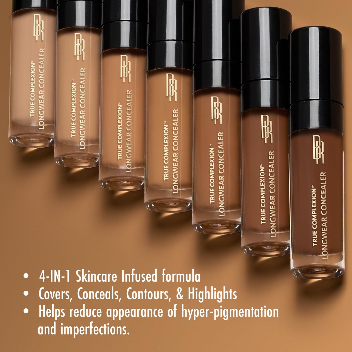 Black Radiance True Complexion liquid concealer Medium shade swatch for dark circles.