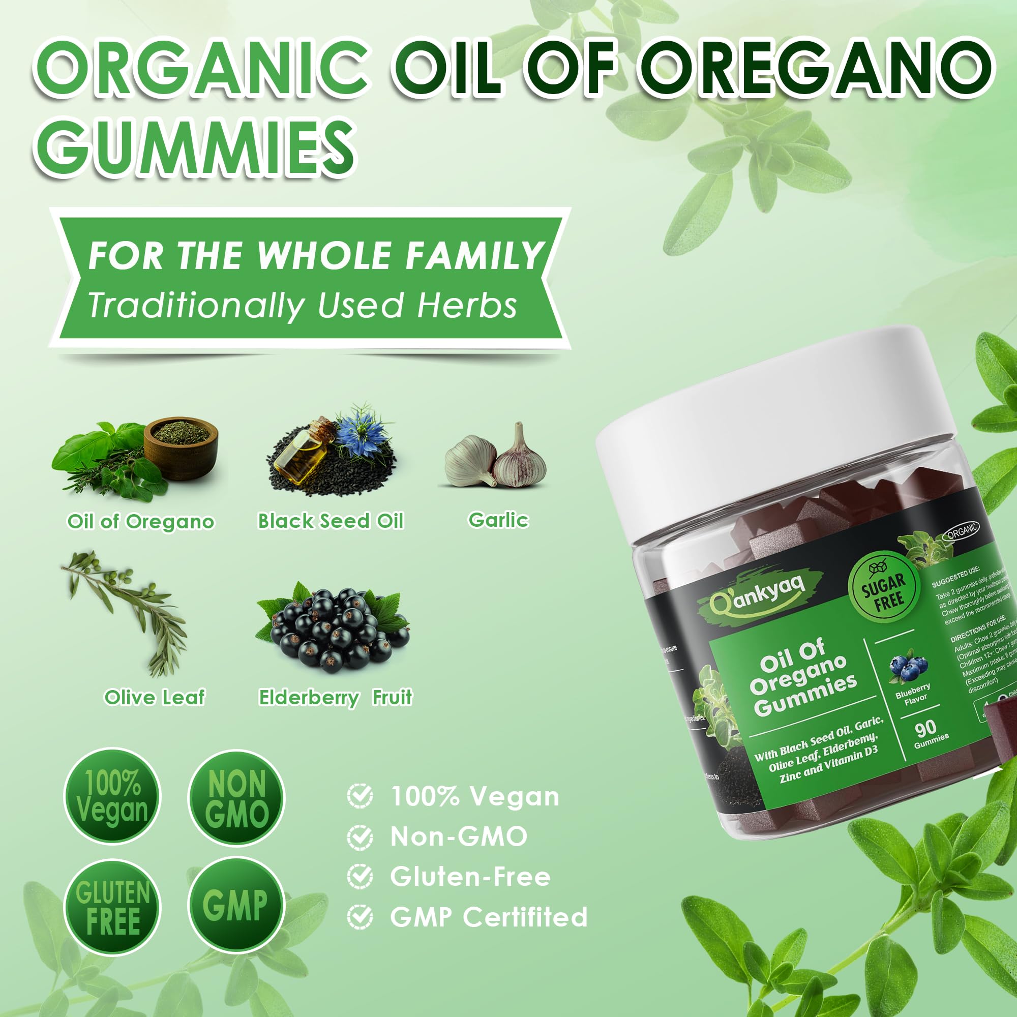 NEVISS oil of oregano supplement with black seed oil nutritional facts and dosage label closeup