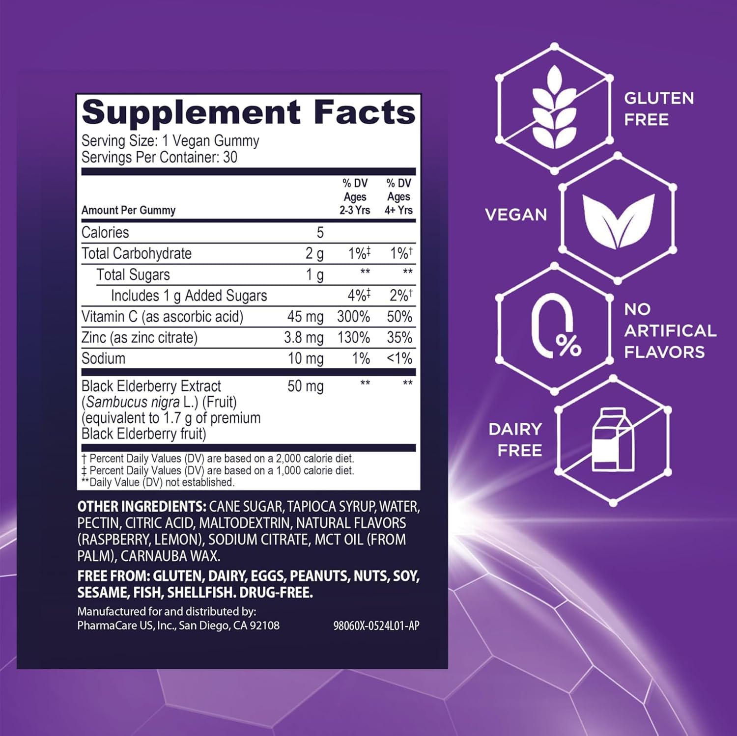 Delicious berry flavored chewable elderberry supplement for toddlers and kids immune defense.