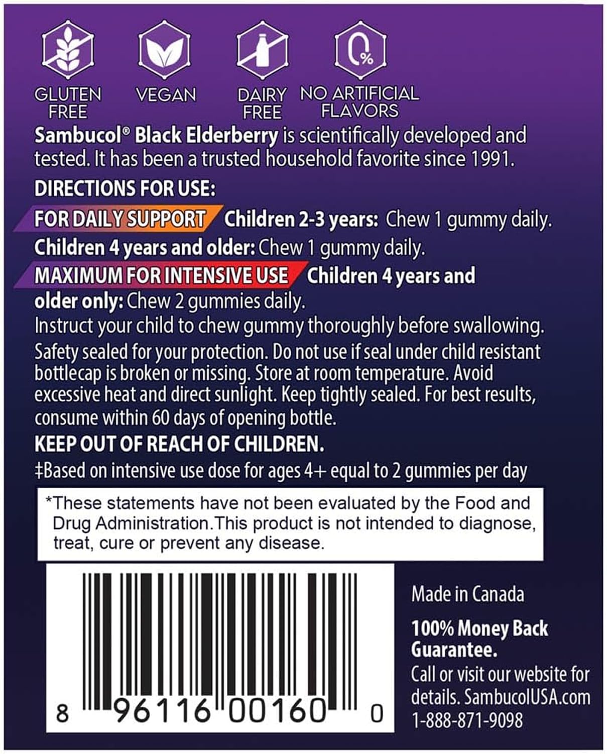 Sambucol black elderberry daily immune defense product display on a clean background.