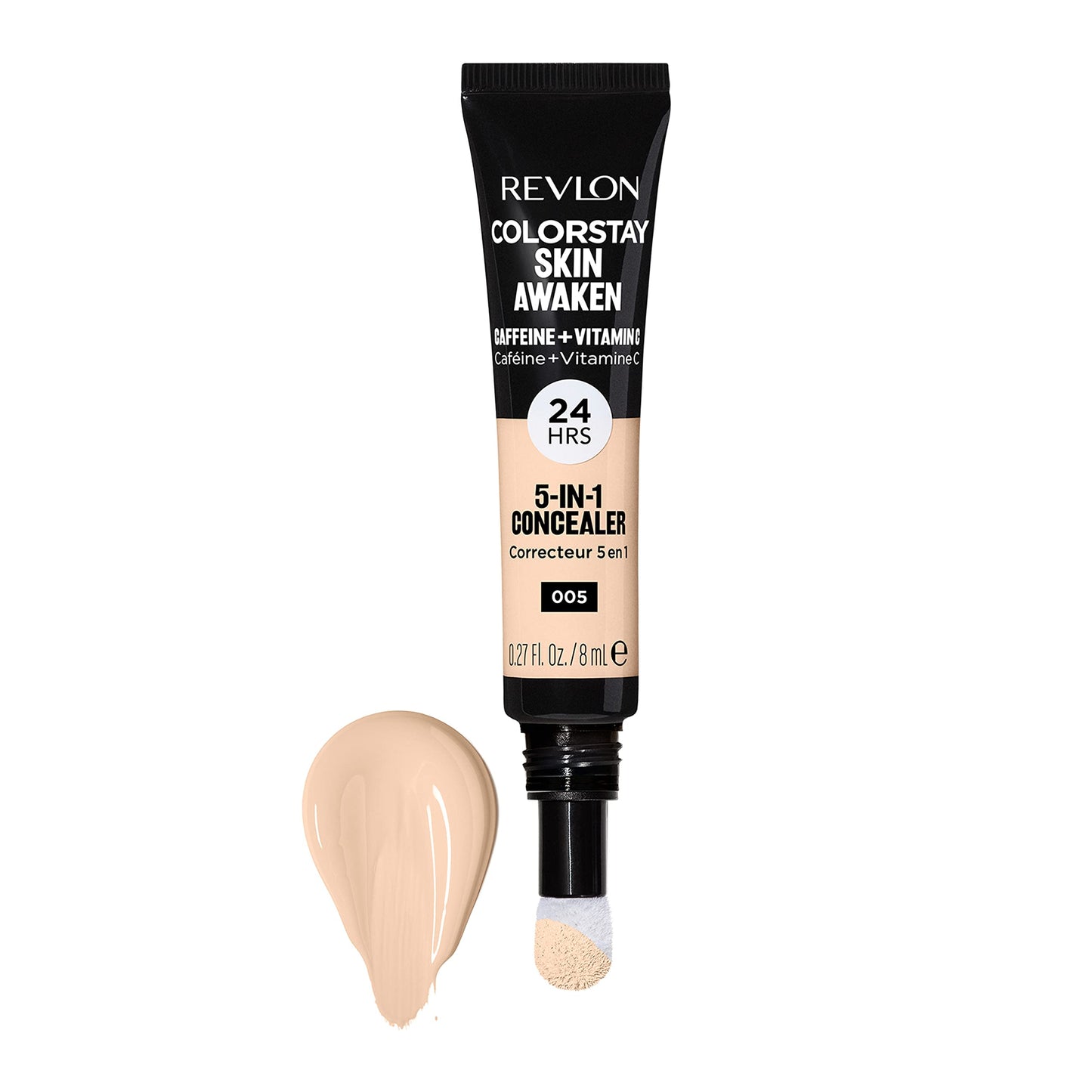 Revlon long-lasting matte liquid concealer highlighting the antibacterial sponge tip applicator