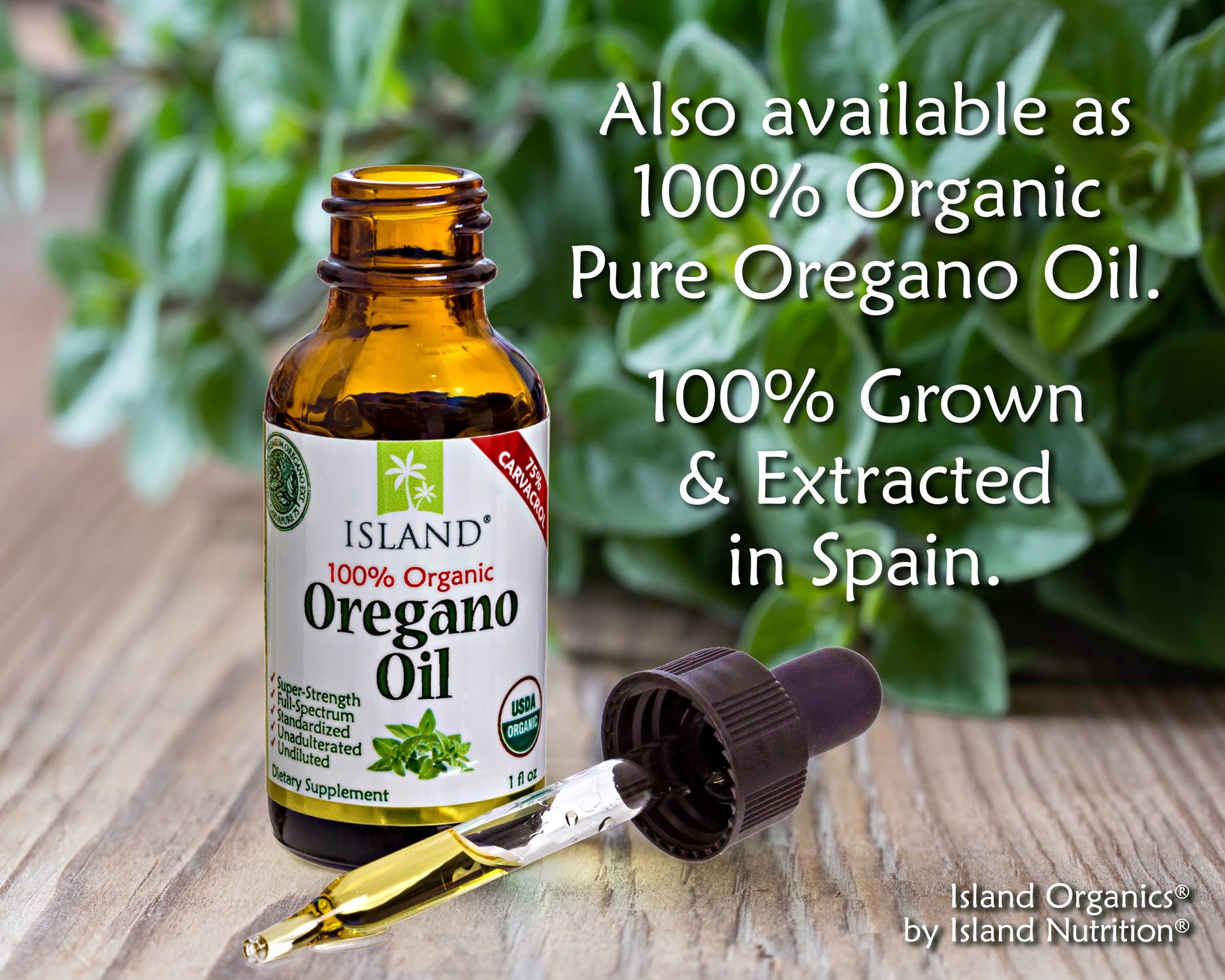 Authentic USA imported Island Nutrition organic oregano capsules for respiratory wellness support