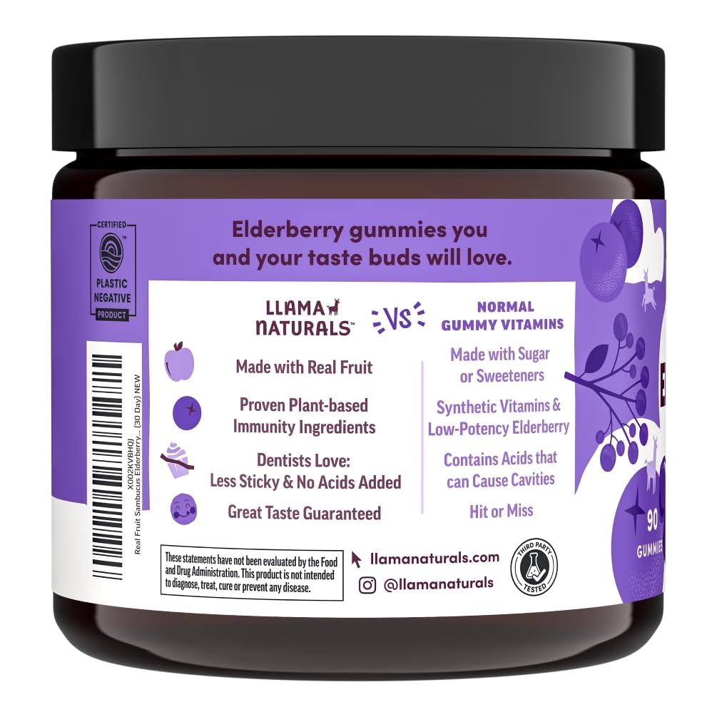 Close up of whole food sambucus elderberry supplement for adults highlighting the high potency 35 to 1 extract.