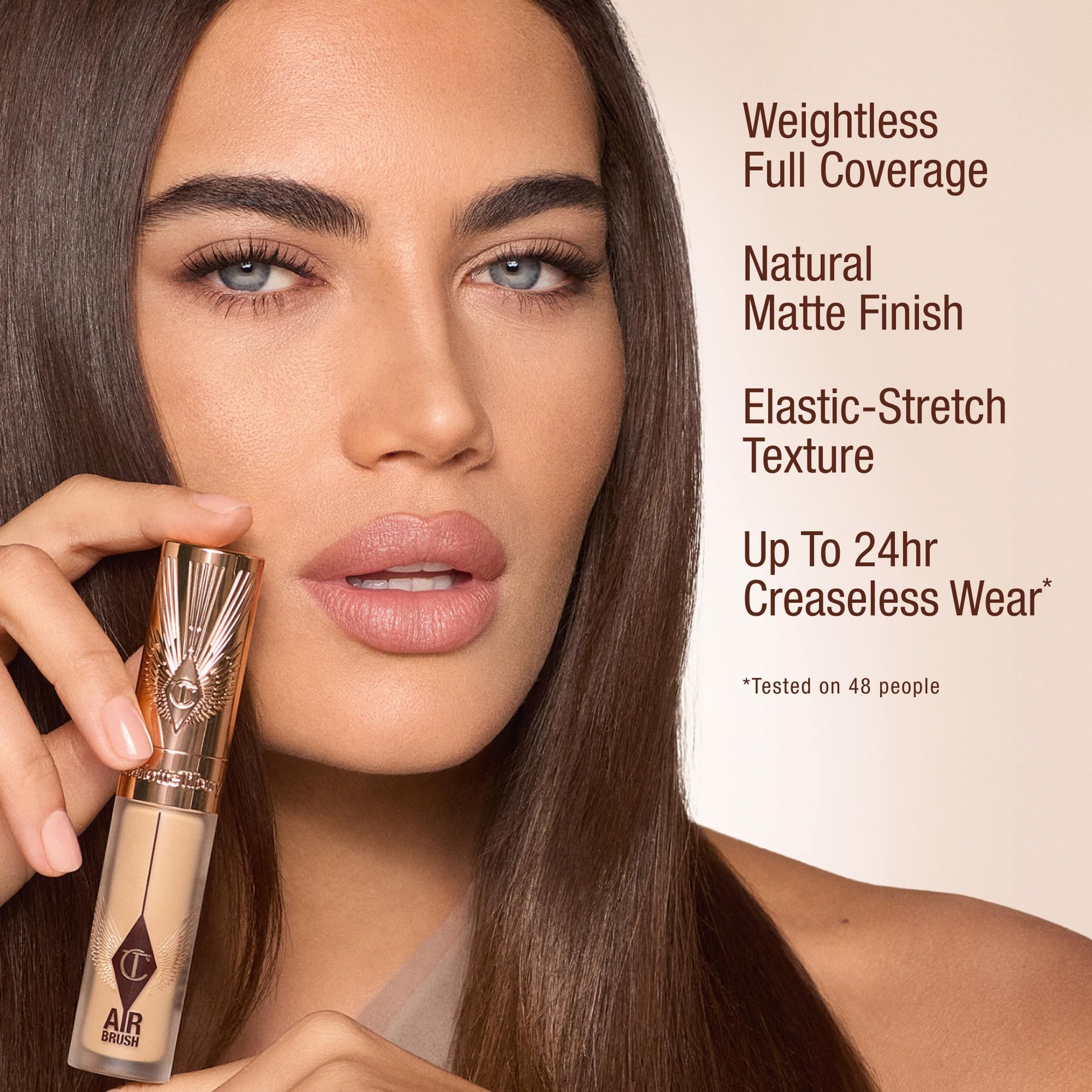 Crease proof under eye liquid concealer showing the natural matte finish texture