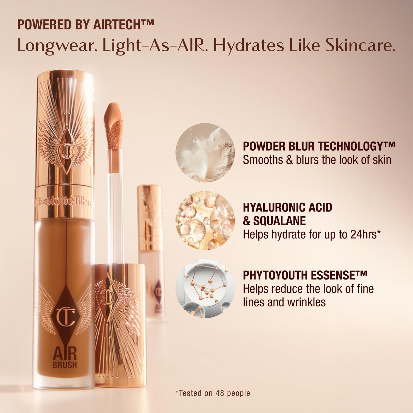 Charlotte Tilbury full coverage airbrush concealer applicator tip close up details