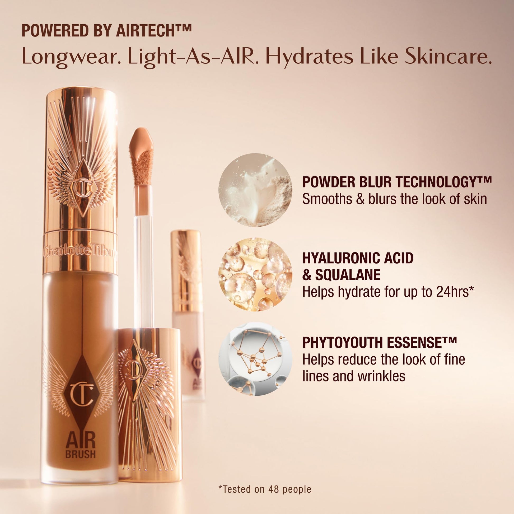 Charlotte Tilbury full coverage airbrush concealer applicator tip close up details