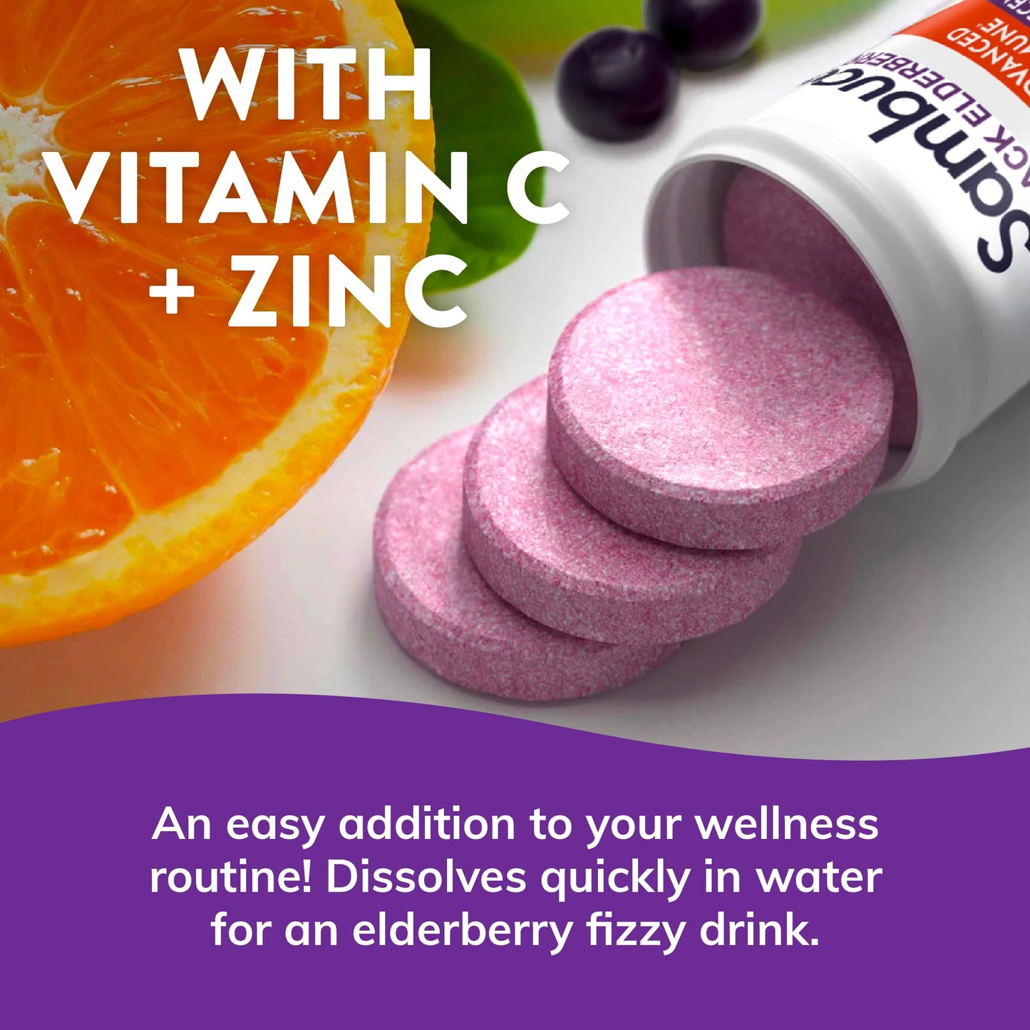Sambucol vitamin C and zinc black elderberry water soluble tablets for wellness