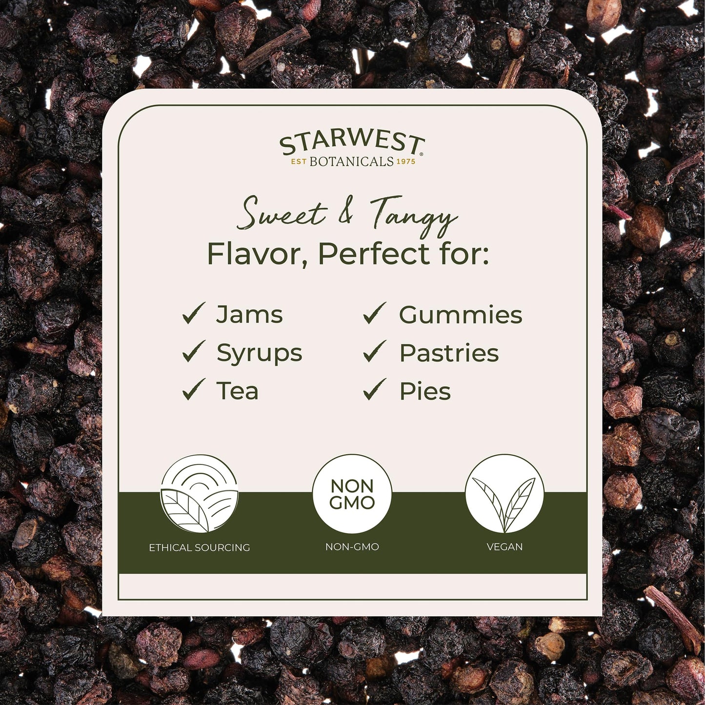 Starwest Botanicals elderberries packaging label detail