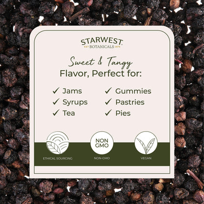 Starwest Botanicals elderberries packaging label detail