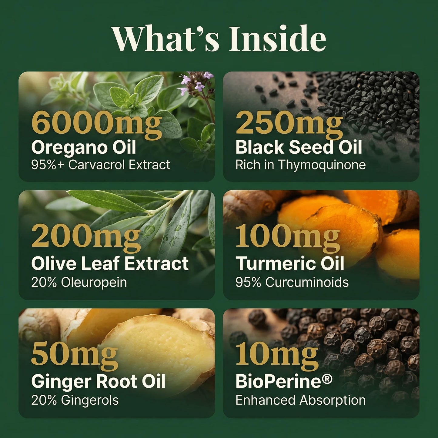 Close up view of easy to swallow vegan softgels of PURETREX wild oregano oil with turmeric and ginger