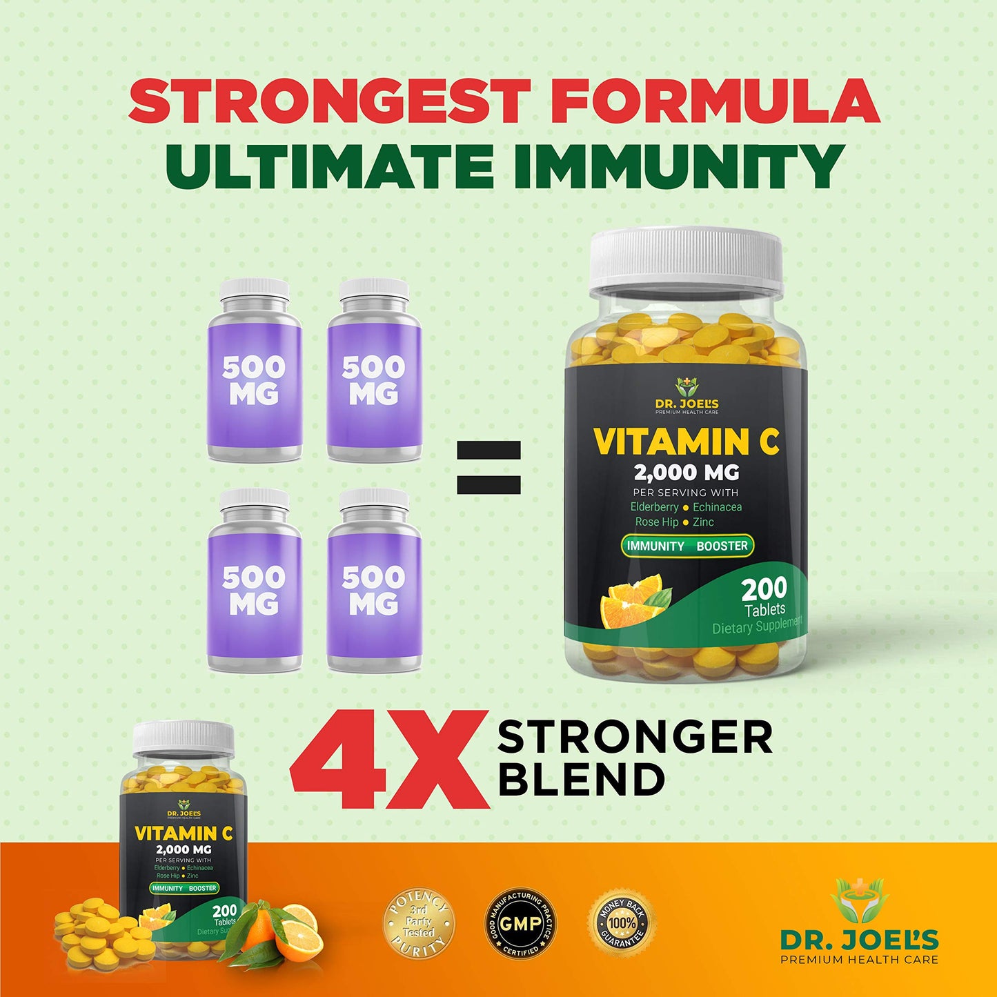 Authentic imported Dr. JOEL'S Vitamin C with Elderberry and Zinc container.