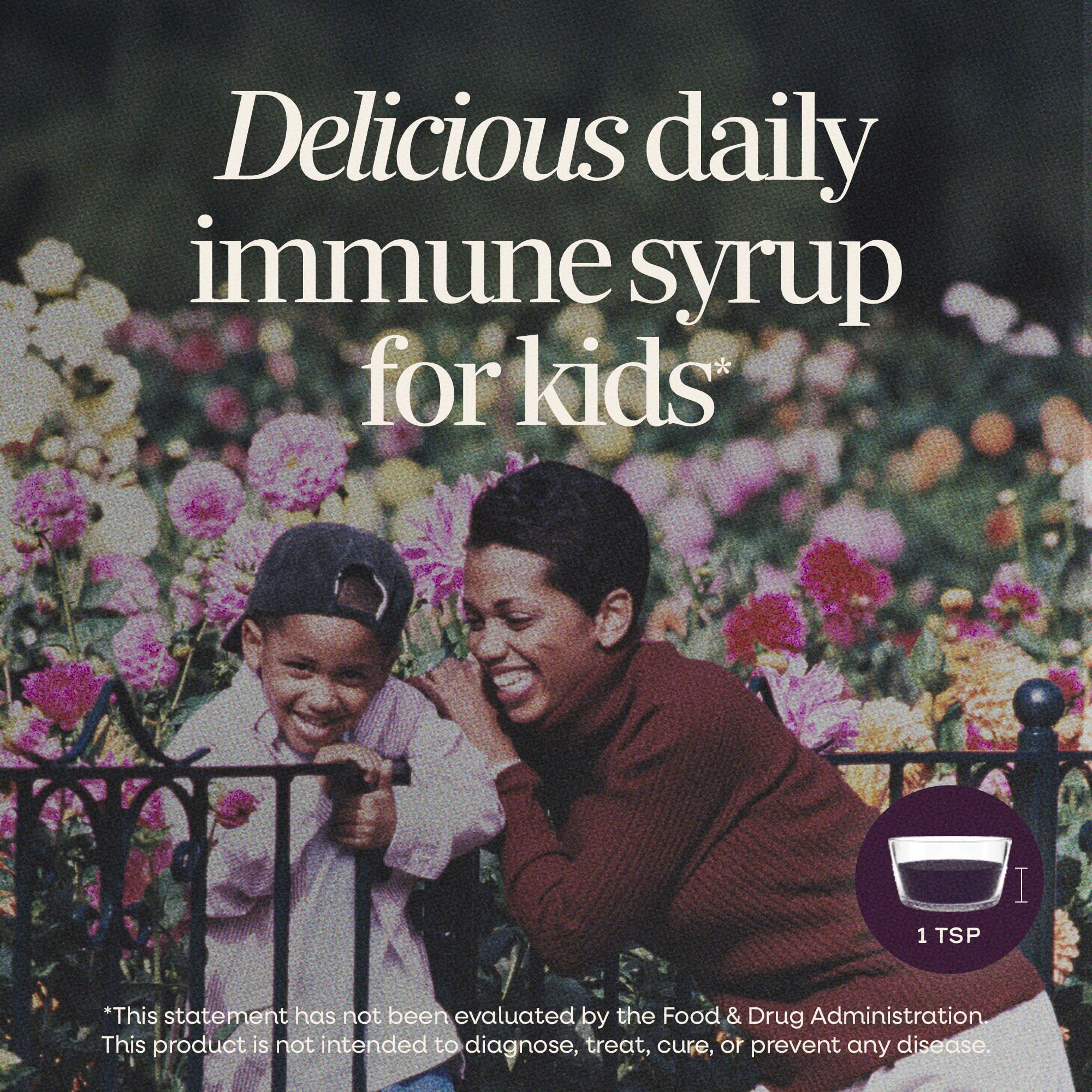 Nature's Way Sambucus Kids Elderberry Syrup nutritional label