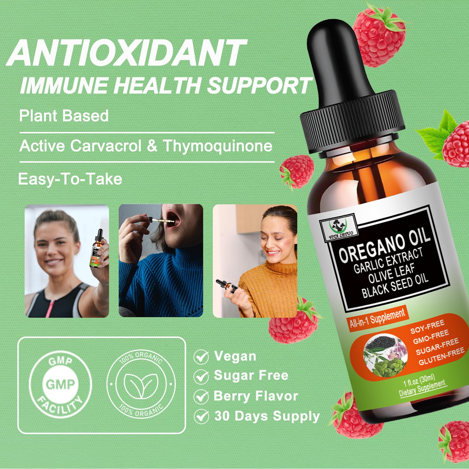 Vita Letuo six in one immune support supplement packaging showing key ingredients