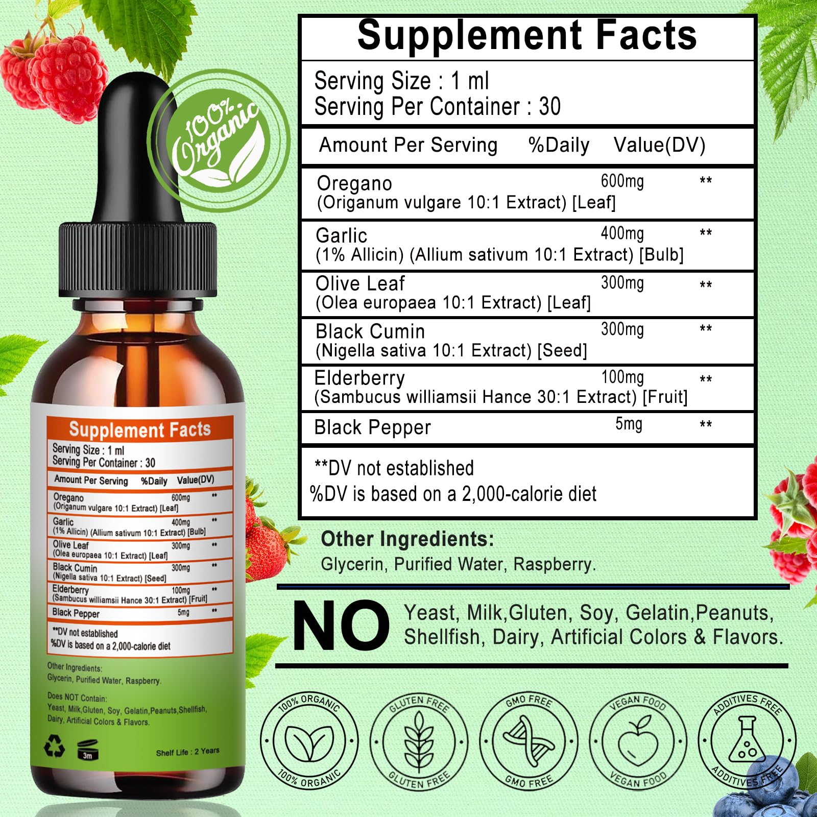 Gluten free and non GMO certifications on the Vita Letuo bottle