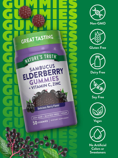 Nature's Truth imported USA immune support antioxidant gummies back panel showing supplement facts.