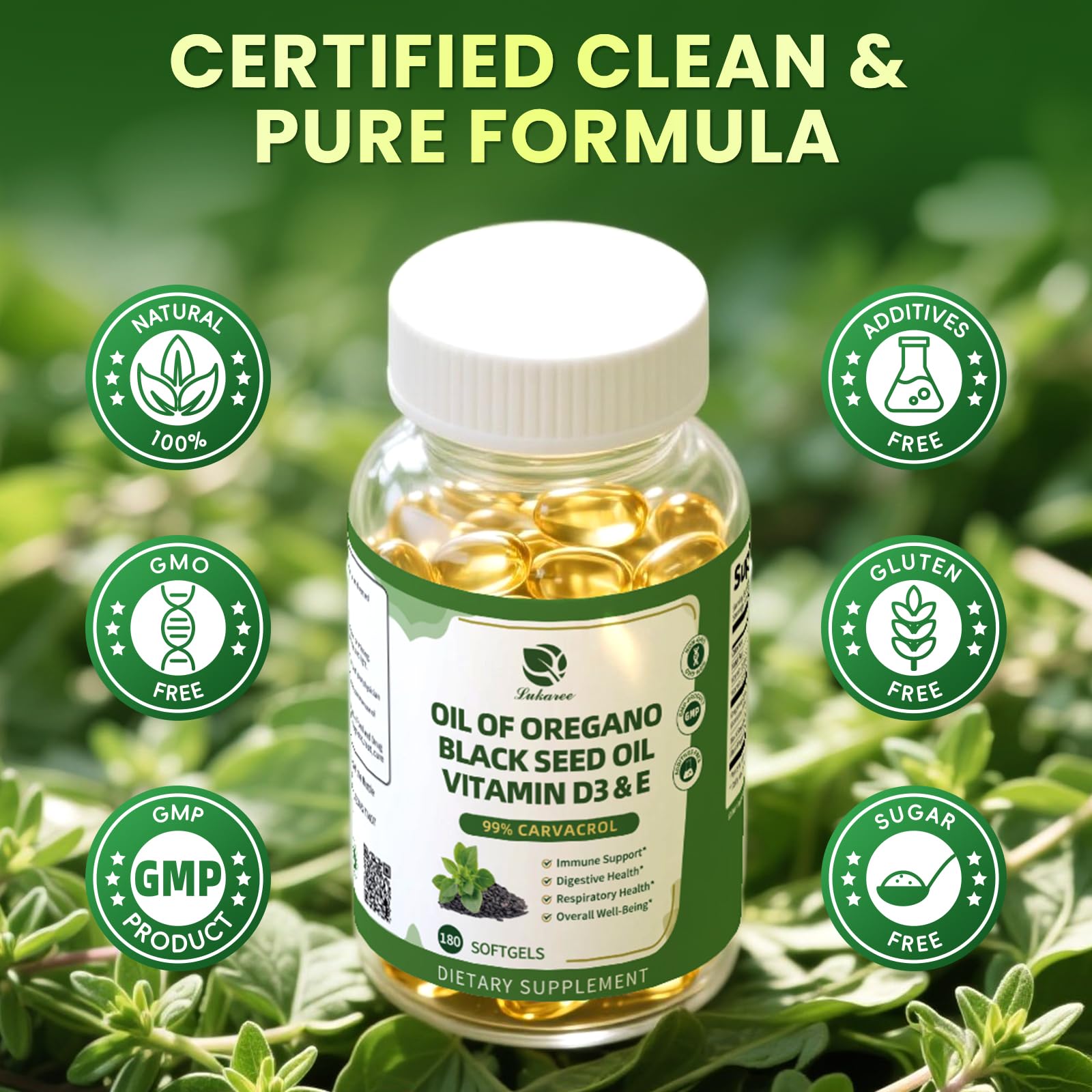 Lukaree herbal antioxidant blend capsules bottle standing upright