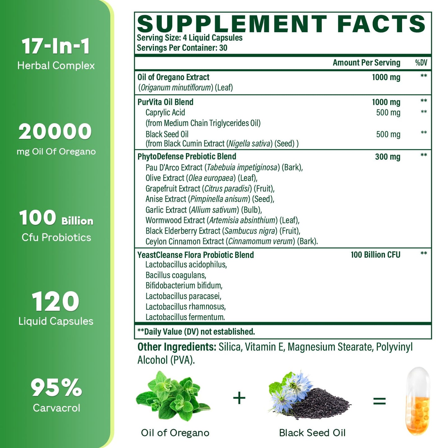 Kcormes 17 in 1 herbal blend immune support liquid capsules supplement facts