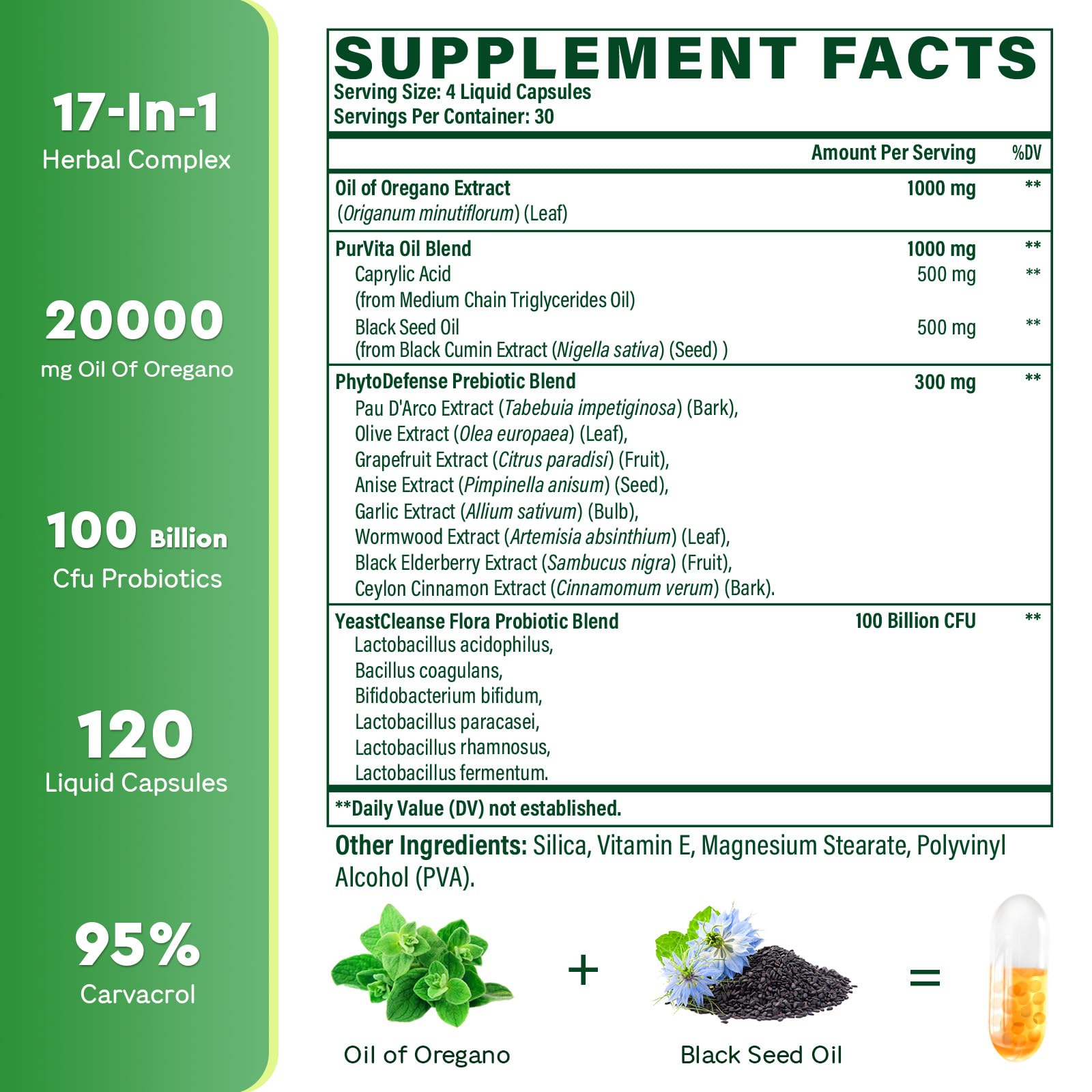 Kcormes 17 in 1 herbal blend immune support liquid capsules supplement facts