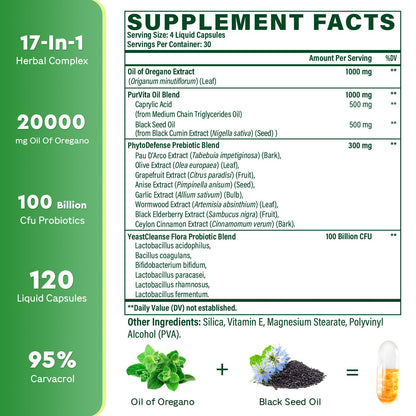 Kcormes 17 in 1 herbal blend immune support liquid capsules supplement facts