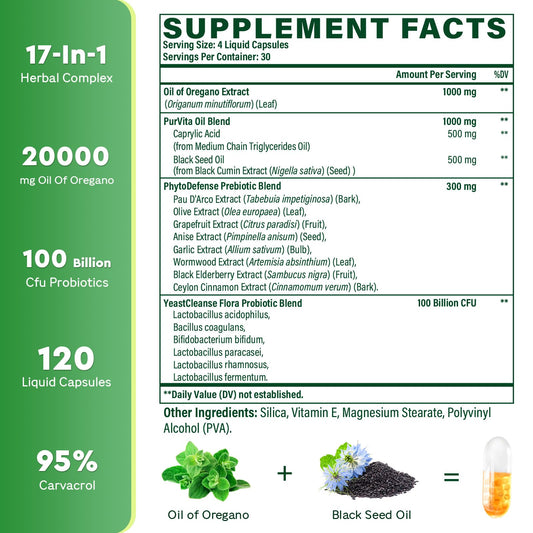 Kcormes 17 in 1 herbal blend immune support liquid capsules supplement facts