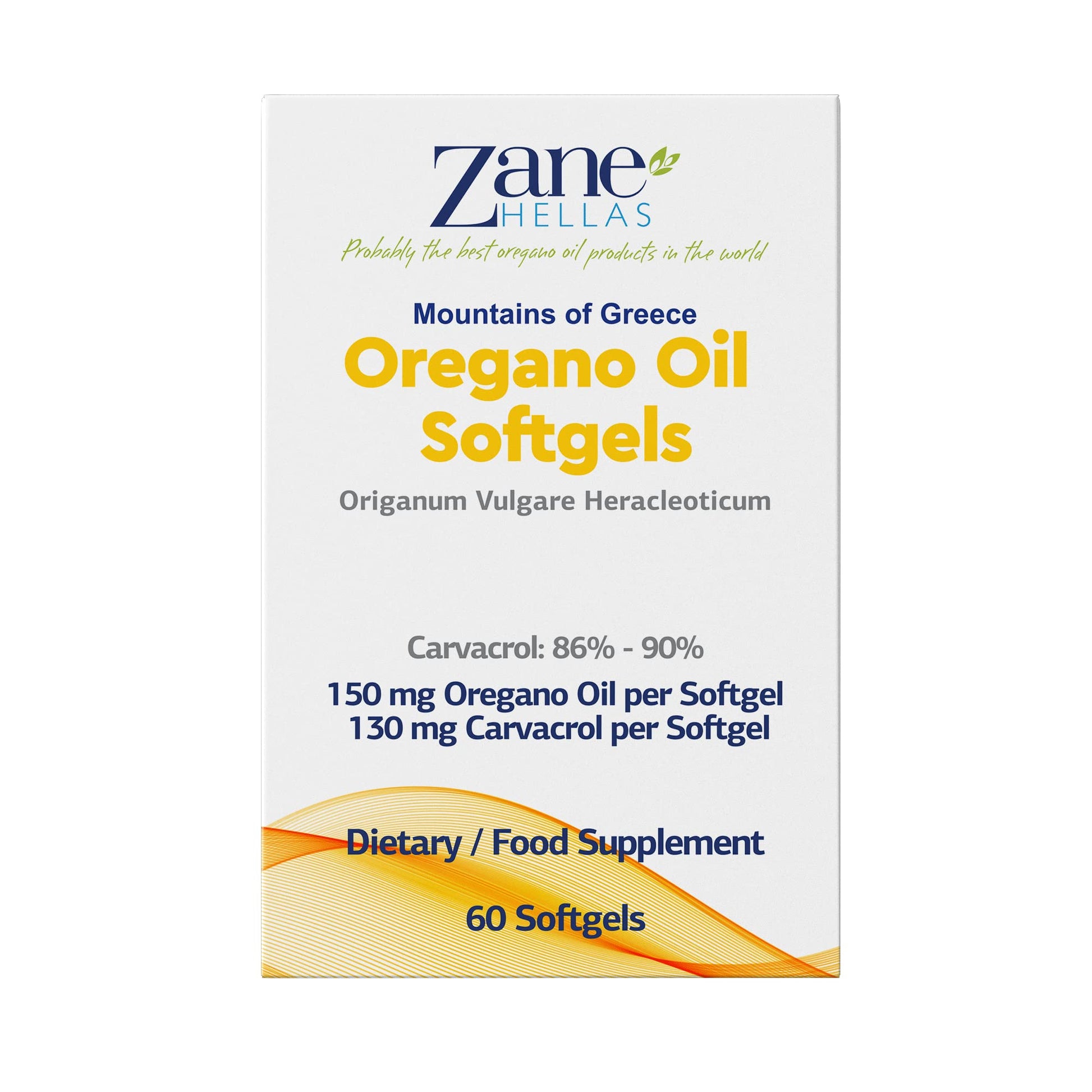 Zane Hellas 130 milligrams Carvacrol dietary supplement packaging details