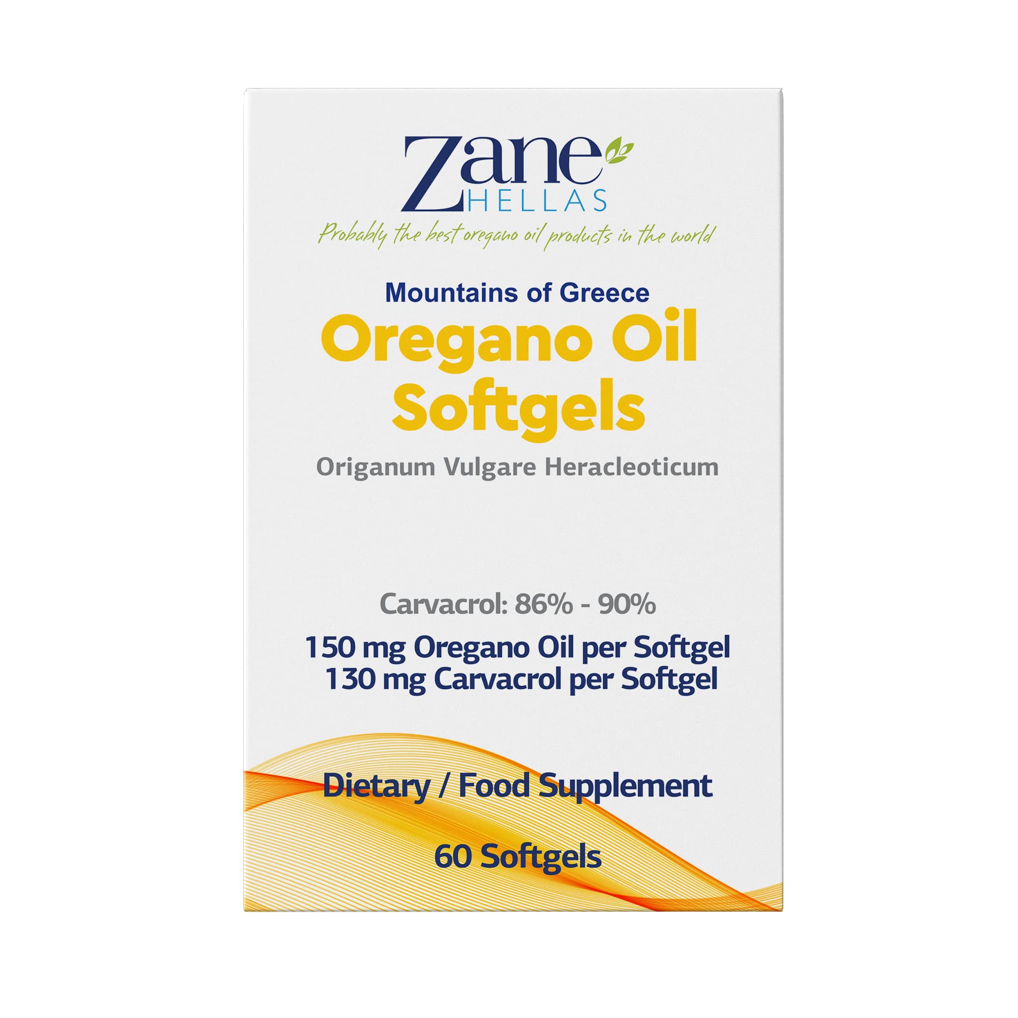 Zane Hellas 130 milligrams Carvacrol dietary supplement packaging details