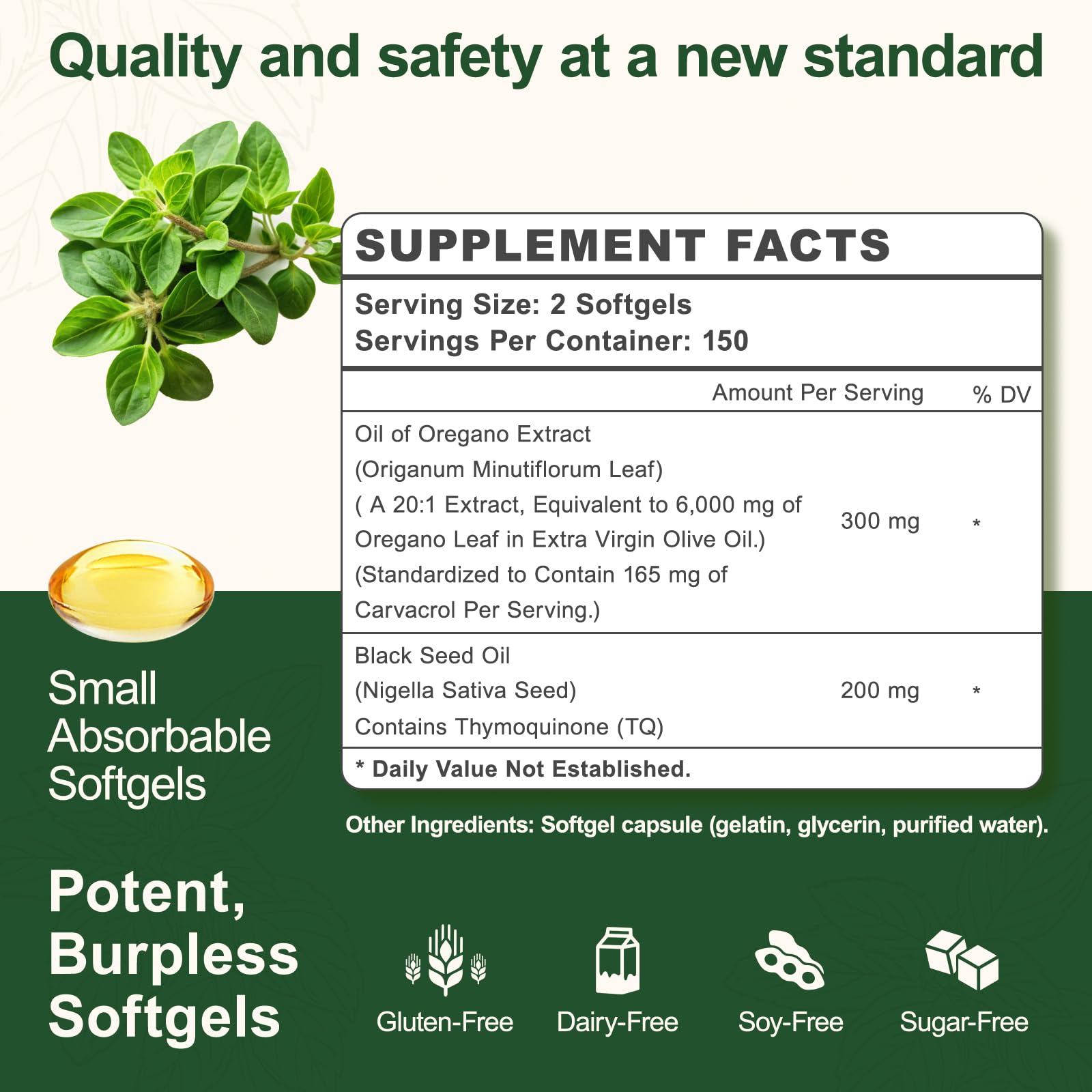 Vivcmin high carvacrol oregano oil supplement value pack packaging details.