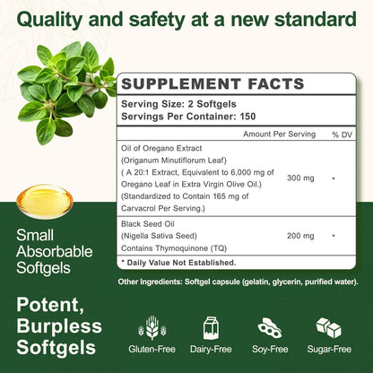 Vivcmin high carvacrol oregano oil supplement value pack packaging details.