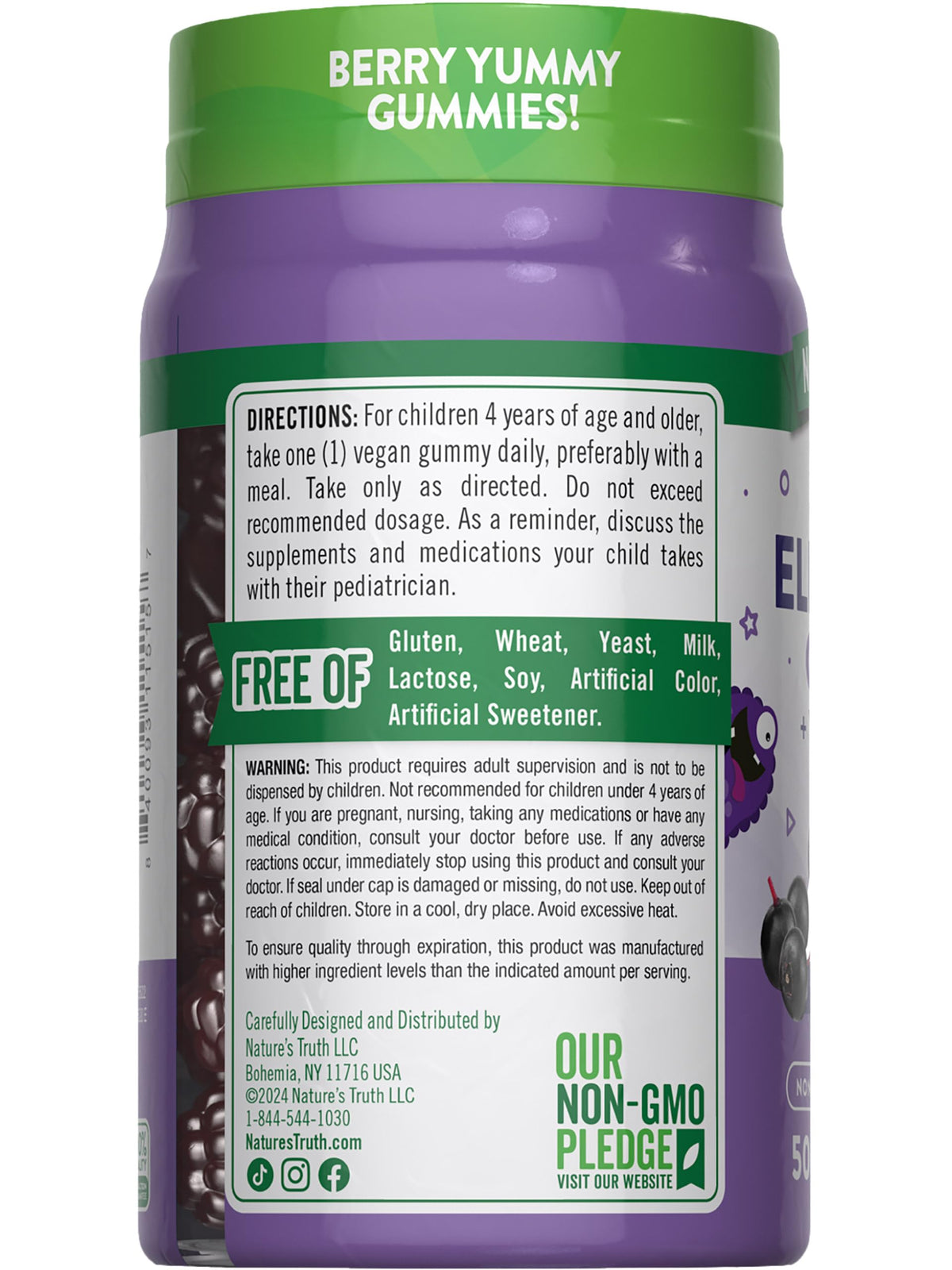 Premium 50 count bottle of Nature's Truth kids black elderberry antioxidants supplement