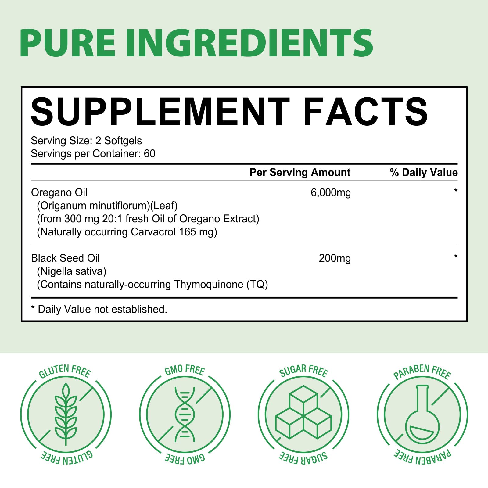 Authentic USA imported Acentia Labs black seed and oregano oil complex packaging displayed cleanly for product verification