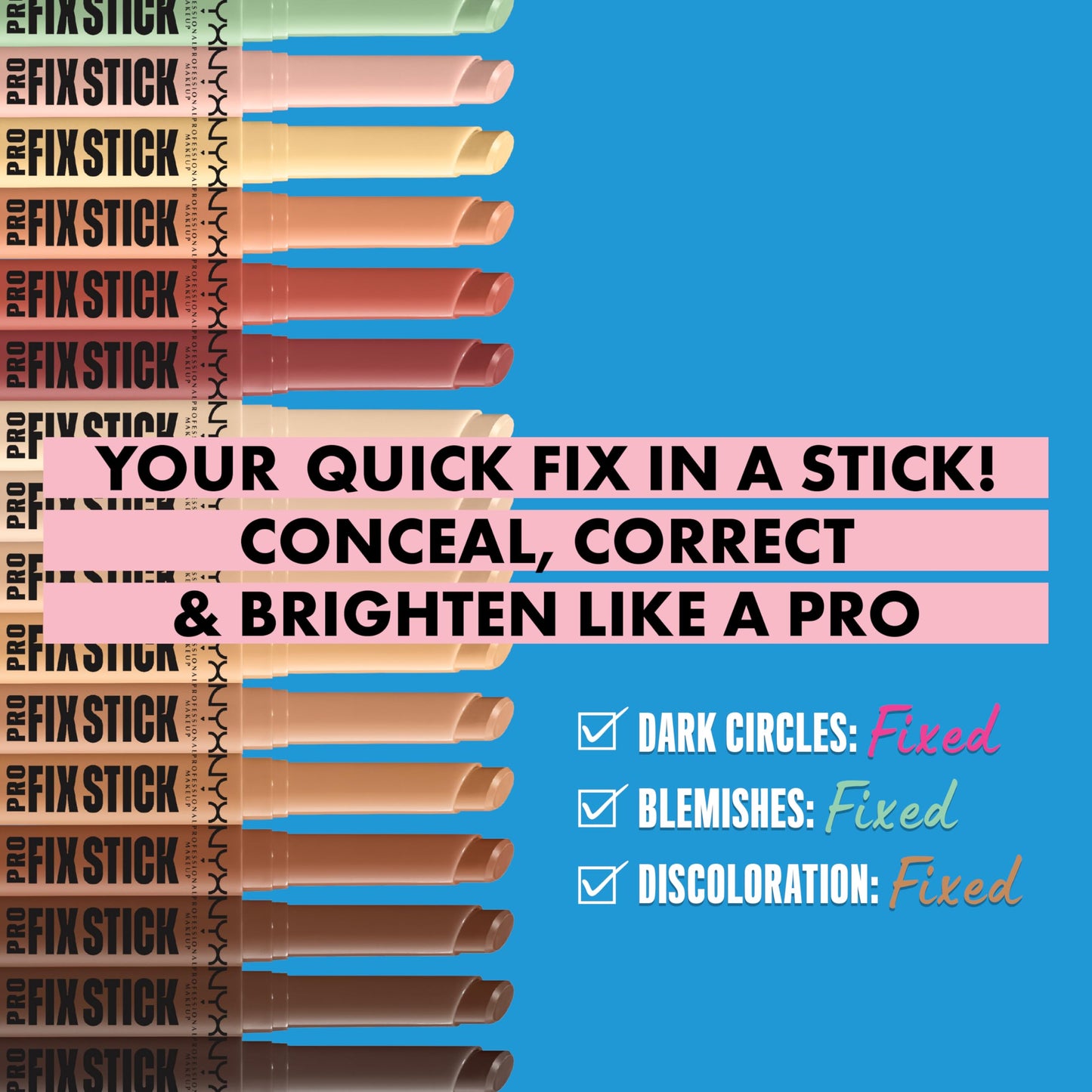 NYX Professional Makeup creamy corrector stick showing the twisted-up pink bullet.