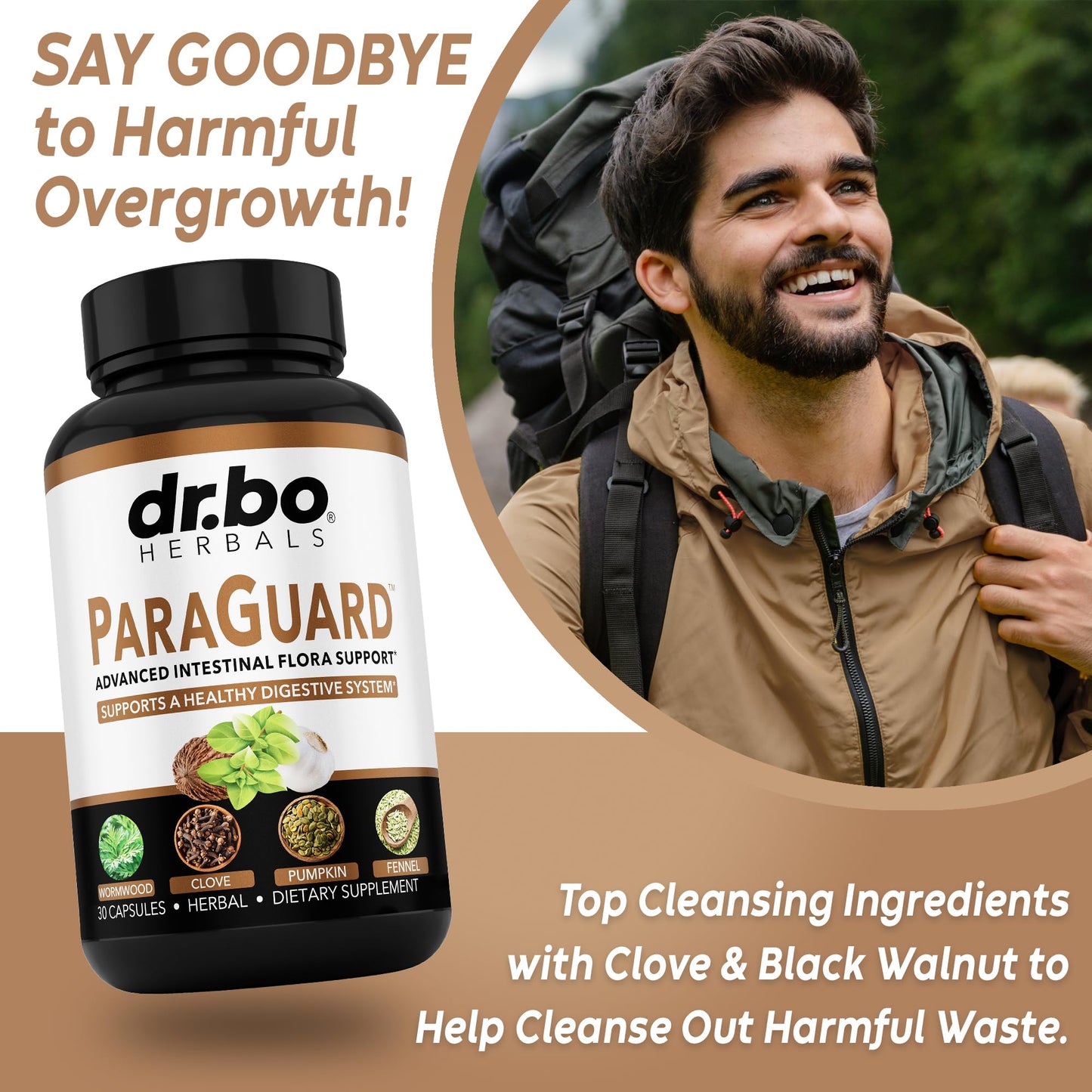 DR. BO ParaGuard digestive flora support supplement featuring wormwood and clove extracts.