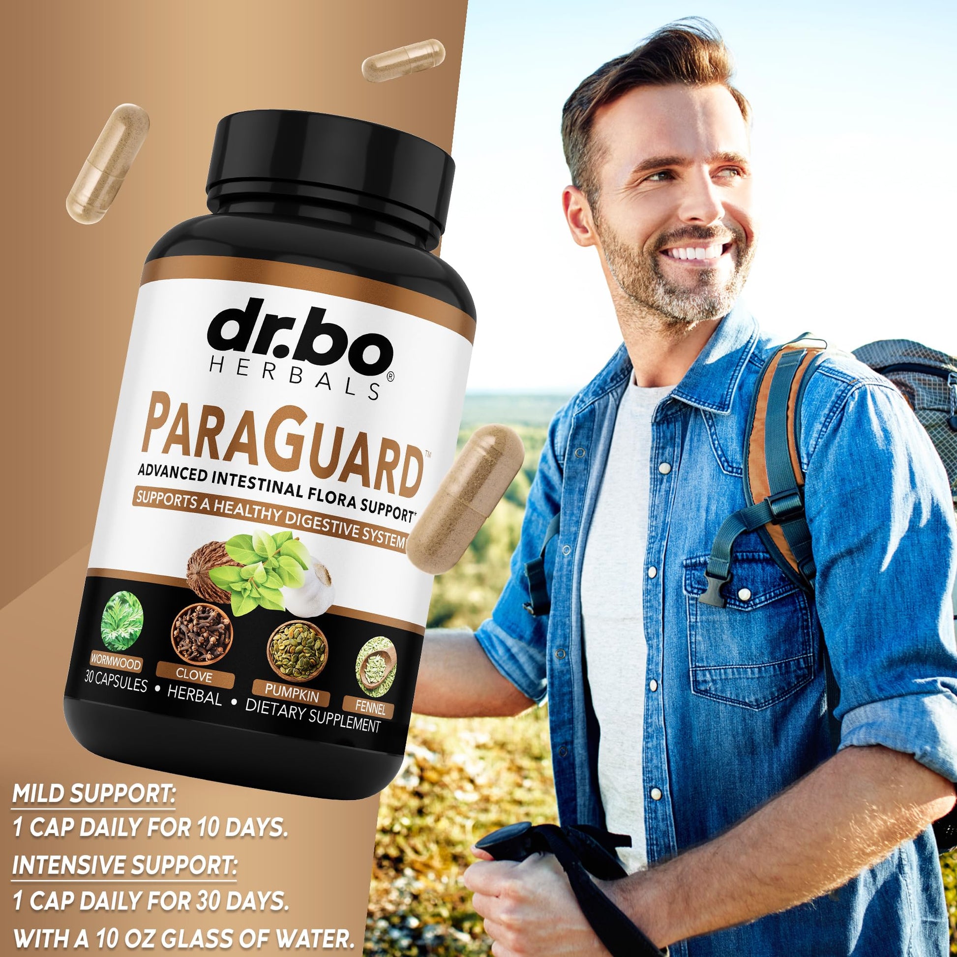 DR. BO ParaGuard intestinal guard capsules authentic USA imported wellness packaging.