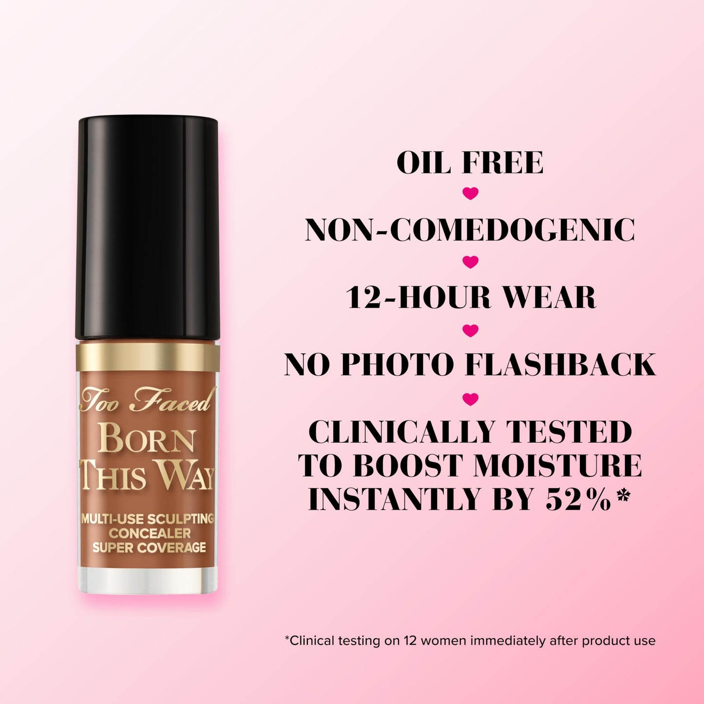 Too Faced 12 hour longwear sculpting concealer glass bottle with black cap