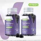 Viteey sugar free elderberry gummies back label detailing vitamin c and zinc ingredients