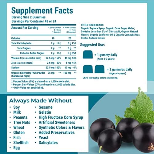 Hylands children immune support gummies with vitamin C and zinc ingredient list label