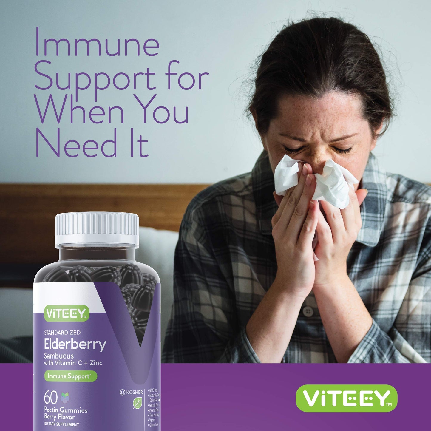 Authentic Viteey nutritional supplements packaging highlighting premium triple action formula ingredients