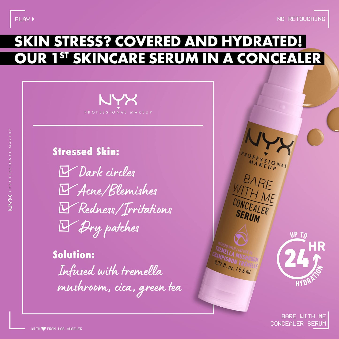 Hydrating liquid serum concealer swatched on fair skin tone showing medium coverage