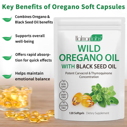Newseel high potency 6000mg oregano oil dietary supplement capsules close up packaging