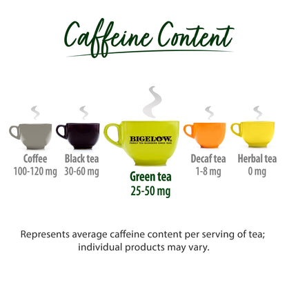 Bigelow immune support green tea box highlighting vitamin c nutrient facts