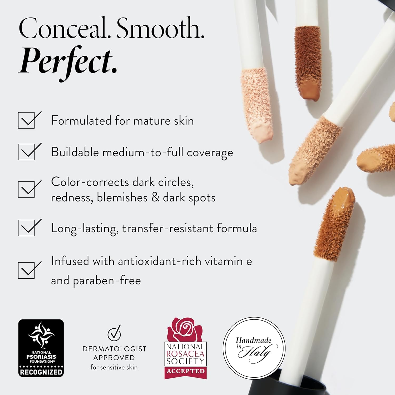 Laura Geller anti aging crease proof concealer swatched on skin for coverage demonstration