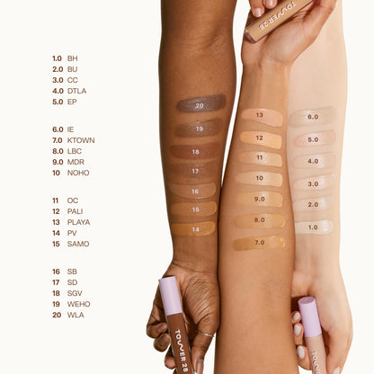 Tower 28 concealer shade 4.0 DTLA liquid texture swatch