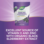 Nature's Way Sambucus immune defense lozenges showing the legal disclaimer and manufacturing details on the back packaging