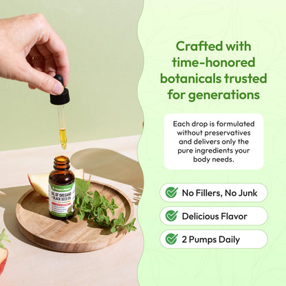 Instructional label graphics demonstrating the correct dilution method for concentrated herbal drops.