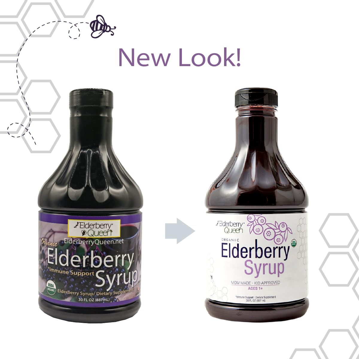 Elderberry Queen Sambucus black elderberry and aronia berry supplement bottle showing clean whole food ingredients label