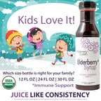 Elderberry Queen family size thirty ounce natural immunity supplement bottle angled side view display