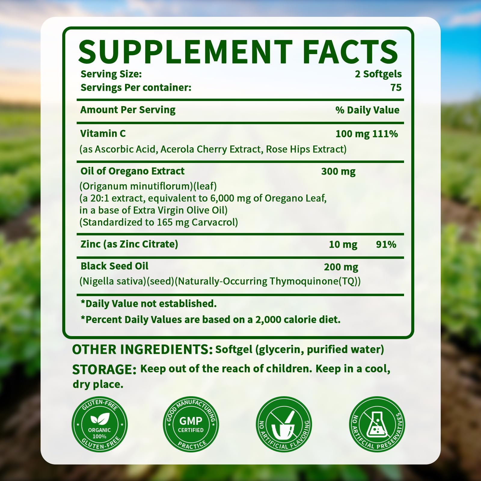 Nature's Live PWERD 4-in-1 formula supplement showing black seed oil and zinc benefits