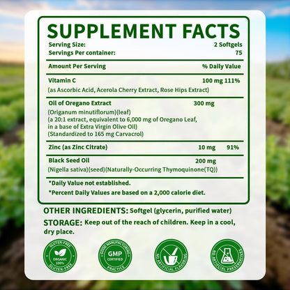 Nature's Live PWERD 4-in-1 formula supplement showing black seed oil and zinc benefits